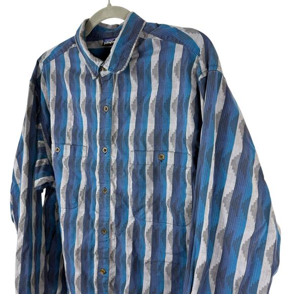 Patagonia Shirt Mens Large Button Up Southwest Striped Made In Portugal Vintage - Picture 6 of 11
